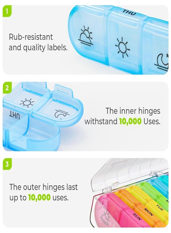 INNPOLE Pill Organizer, Weekly Organizer 3 Times a Day, Medicine Organizers for 7 Days, Daily Pill Organizer Travel (MULTICOLOR) - Image 4